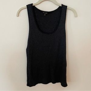Massimo Dutti metallic black ribbed tank top small